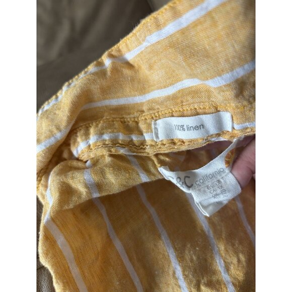 C&C California Linen Tunic Shirt Womens 1X Striped Beach Resort Boho Lagenlook - Picture 4 of 14